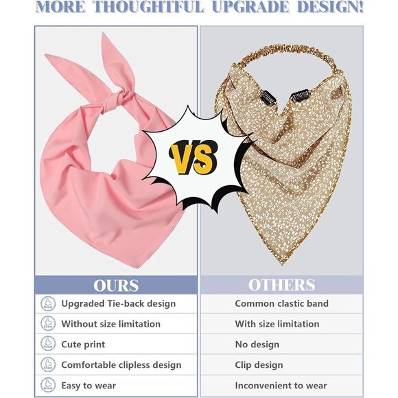 Women Head Scarf 3Pcs Polyester Tie-Back Boho Floral Hair Bandanas main image 7